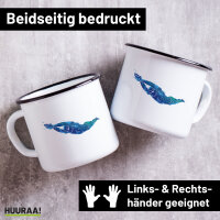 Emaille Tasse Schwimmen bunte Silhouette 300ml Vintage