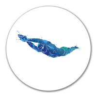 Aufkleber Schwimmen bunte Silhouette 10cm rund