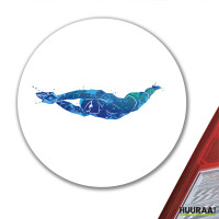 Aufkleber Schwimmen bunte Silhouette 10cm rund