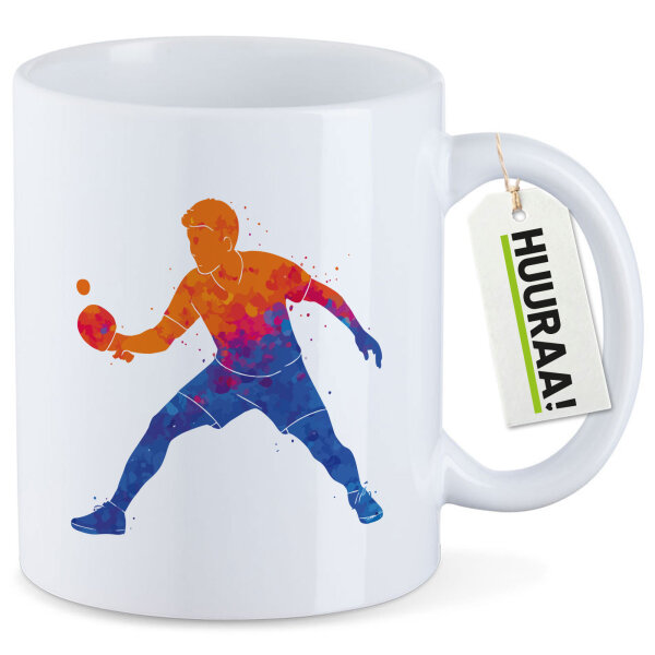 Kaffeetasse Tischtennis bunte Silhouette 330ml