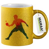 Glitzertasse Tischtennis bunte Silhouette 330ml