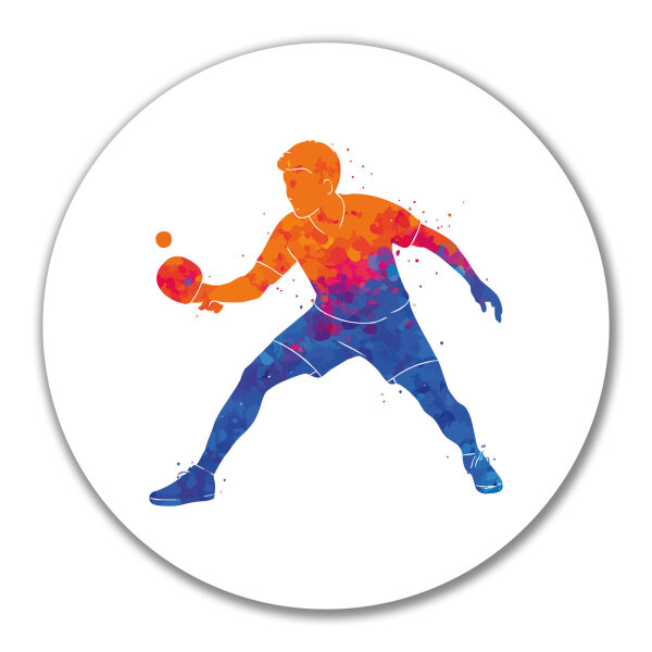 Aufkleber Tischtennis bunte Silhouette 10cm