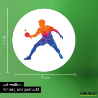 Aufkleber Tischtennis bunte Silhouette 10cm rund