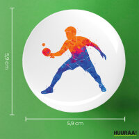 Button Tischtennis bunte Silhouette