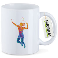 Kaffeetasse Badminton bunte Silhouette 330ml