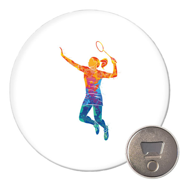 Magnet Badminton bunte Silhouette 59mm Kühlschrankmagnet