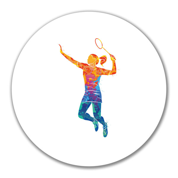 Aufkleber Badminton bunte Silhouette 10cm