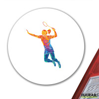 Aufkleber Badminton bunte Silhouette 10cm rund