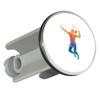 Waschbeckenstöpsel Badminton bunte Silhouette 4cm