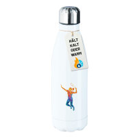 Trinkflasche Badminton bunte Silhouette 500ml Edelstahl...