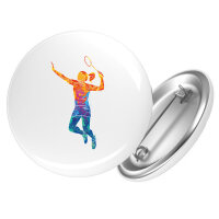 Button Badminton bunte Silhouette rund