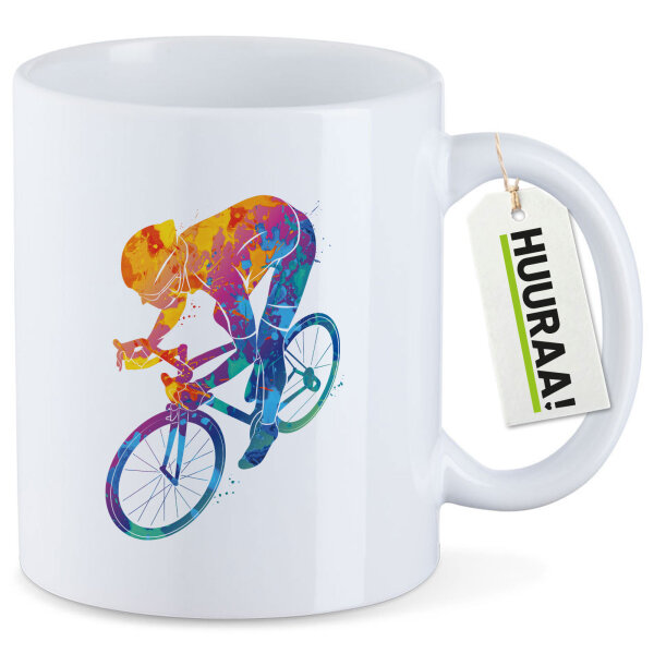 Kaffeetasse Radsport bunte Silhouette 330ml