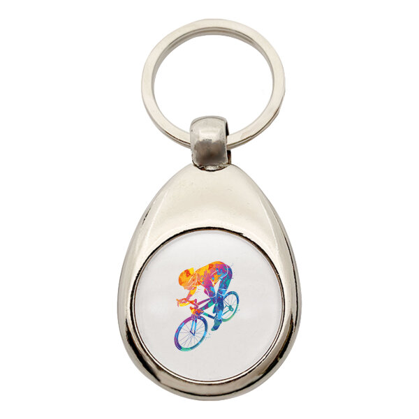 Schlüsselanhänger Radsport bunte Silhouette