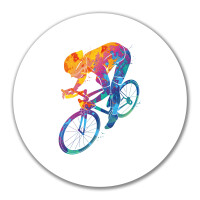 Aufkleber Radsport bunte Silhouette 10cm rund