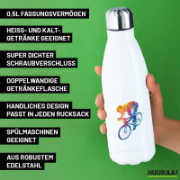 Edelstahl-Trinkflasche Radsport bunte Silhouette 500ml Wasserflasche