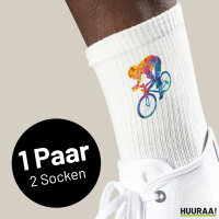 Unisex Socken Radsport bunte Silhouette Größe 37/46 White Motiv Tennissocken