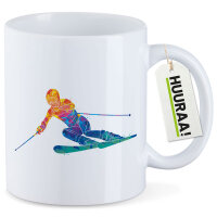 Kaffeetasse Ski fahren bunte Silhouette 330ml