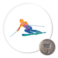 Magnet Ski fahren bunte Silhouette 59mm Kühlschrankmagnet