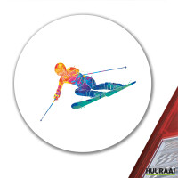 Aufkleber Ski fahren bunte Silhouette 10cm