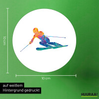 Aufkleber Ski fahren bunte Silhouette 10cm