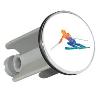 Waschbeckenstöpsel Ski fahren bunte Silhouette 4cm...