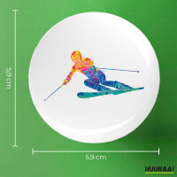 Button Ski fahren bunte Silhouette