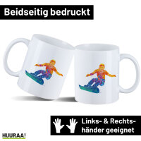 Kaffeetasse Snowboarden bunte Silhouette 330ml