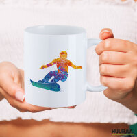 Kaffeetasse Snowboarden bunte Silhouette 330ml