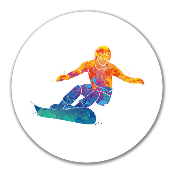 Aufkleber Snowboarden bunte Silhouette 10cm