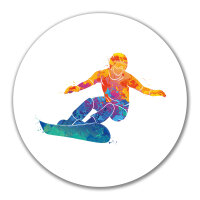 Aufkleber Snowboarden bunte Silhouette 10cm