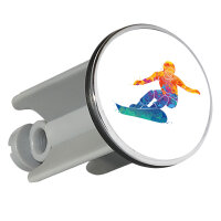 Waschbeckenstöpsel Snowboarden bunte Silhouette 4cm...