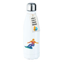 Edelstahl-Trinkflasche Snowboarden bunte Silhouette 500ml Wasserflasche