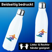 Trinkflasche Snowboarden bunte Silhouette 500ml Edelstahl...