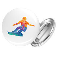 Button Snowboarden bunte Silhouette