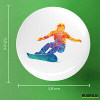 Button Snowboarden bunte Silhouette