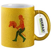 Glitzertasse Hobby Horsing bunte Silhouette 330ml