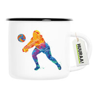 Emaille Tasse Volleyballerin bunte Silhouette 300ml...