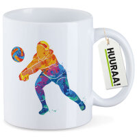 Kaffeetasse Volleyballerin bunte Silhouette 330ml