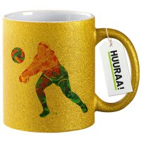 Glitzertasse Volleyballerin bunte Silhouette 330ml