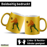 Glitzertasse Volleyballerin bunte Silhouette 330ml