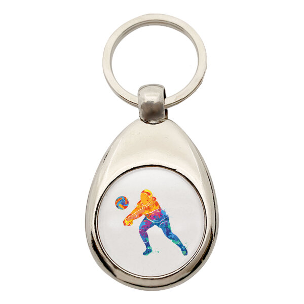 Schlüsselanhänger Volleyballerin bunte Silhouette Schlüsselring
