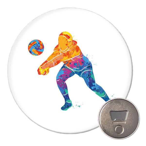 Magnet Volleyballerin bunte Silhouette 59mm Kühlschrankmagnet Flaschenöffner