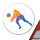 Aufkleber Volleyballerin bunte Silhouette 10cm rund
