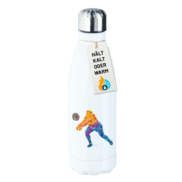 Edelstahl-Trinkflasche Volleyballerin bunte Silhouette 500ml Wasserflasche