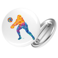 Button Volleyballerin bunte Silhouette