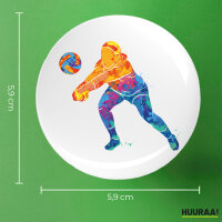 Button Volleyballerin bunte Silhouette