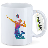 Kaffeetasse Volleyballer bunte Silhouette 330ml