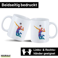 Kaffeetasse Volleyballer bunte Silhouette 330ml