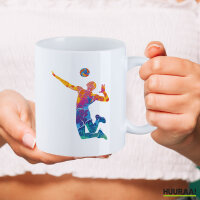 Kaffeetasse Volleyballer bunte Silhouette 330ml