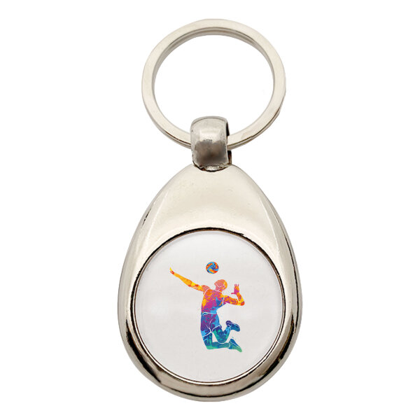 Schlüsselanhänger Volleyballer bunte Silhouette